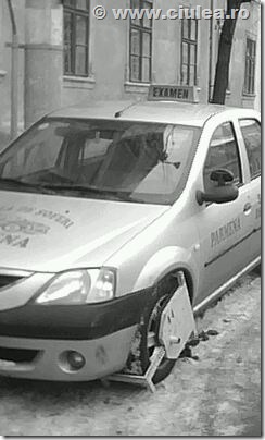 Examen scoala de soferi masina de scoala soferi blocata