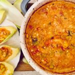 Feta saganaki cu creveți și apio