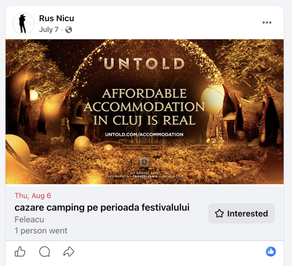 Camping Balta Feleacu va ofera posibilitatea de campare la cort/rulota/autorulota, la 9 km de Cluj Arena. Posibilitate de transport festival-camping , camping -festival ( contra cost)